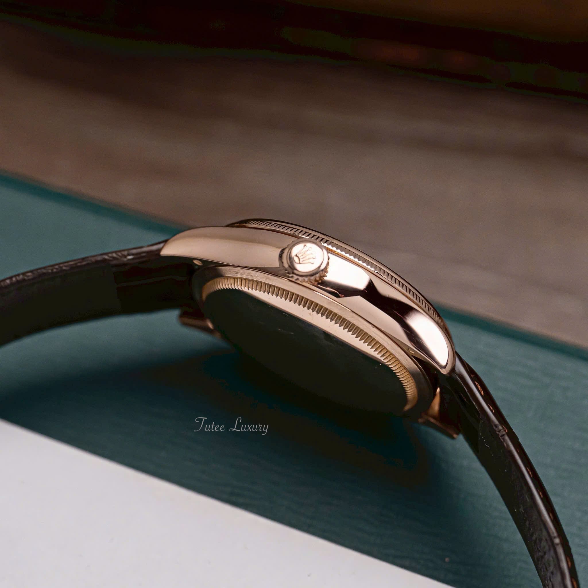 Rolex Cellini Date Rose Gold Black Brown 50515-0010