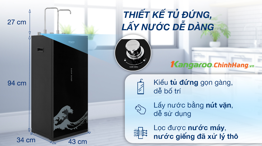 Máy lọc nước nóng nguội lạnh Kangaroo KG10A12