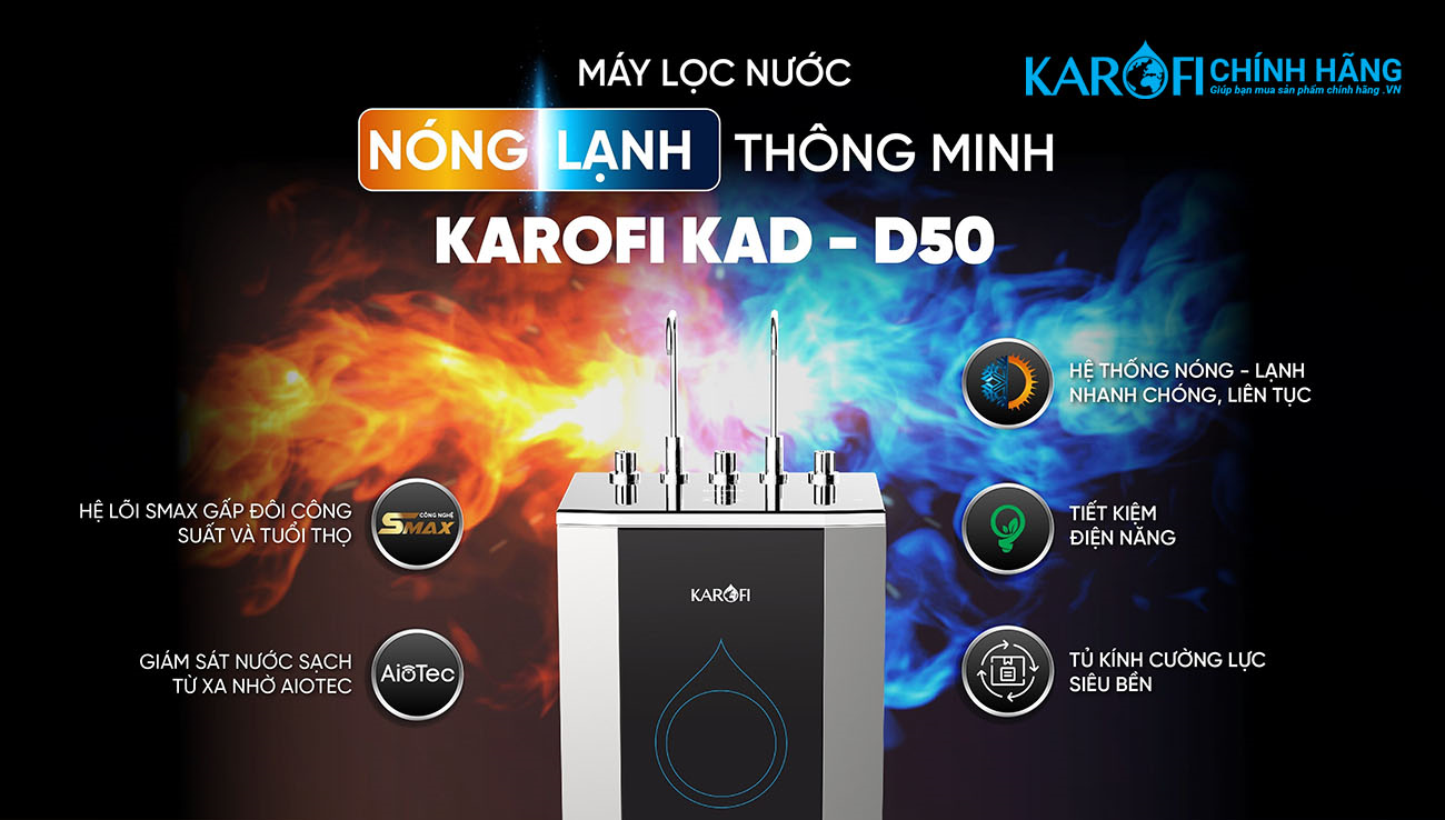 Máy lọc nước nóng lạnh Karofi KAD-D50