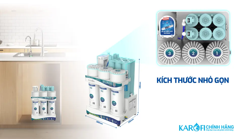 Máy lọc nước Hydrogen ion kiềm Karofi KAQ-U95 Pro + ALKALINE - 11 Lõi Cao Cấp