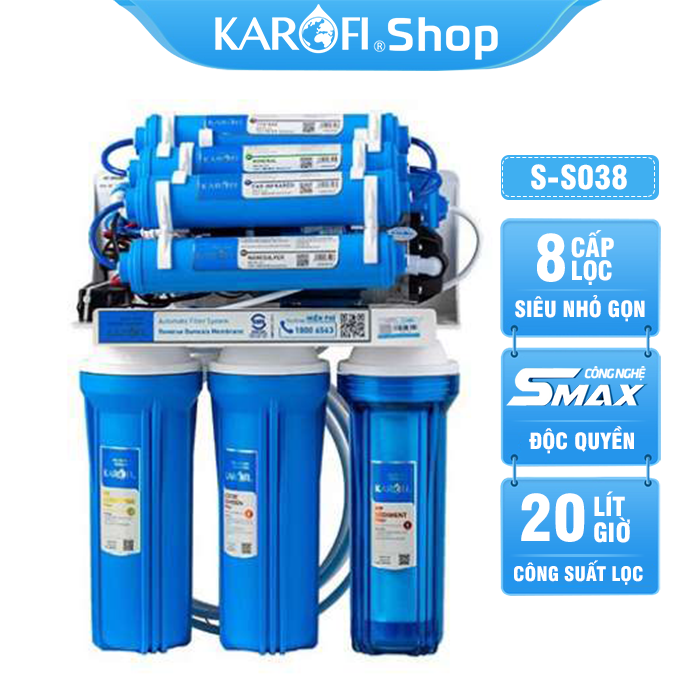 MÁY LỌC NƯỚC KAROFI SLIM S-S038 + ORP + UV TỰ ĐỘNG 100%