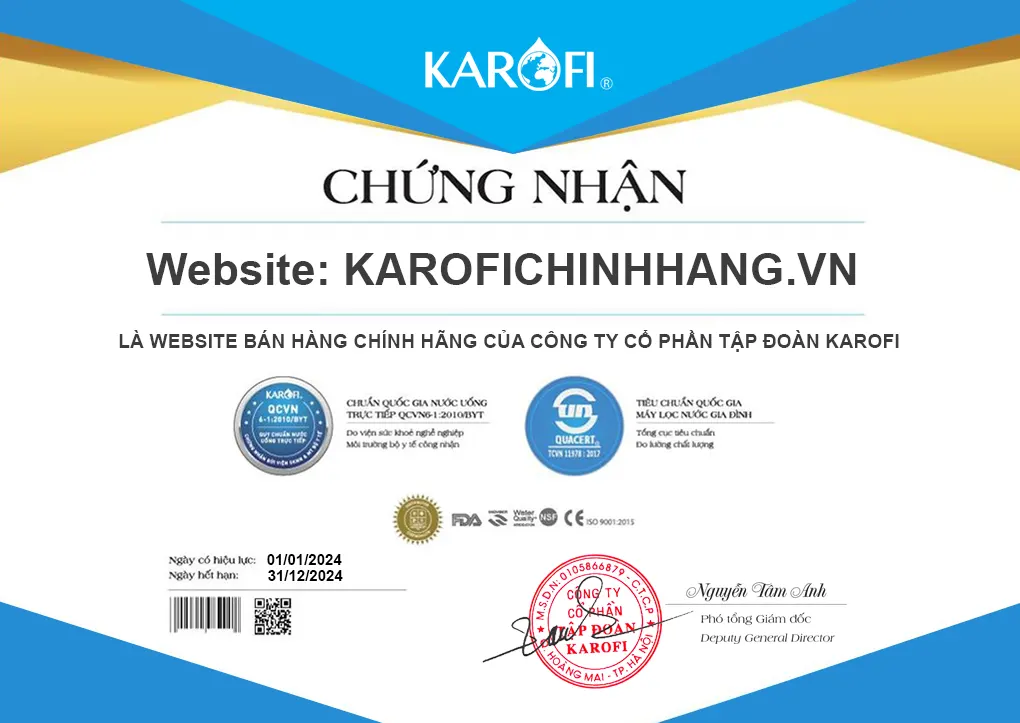 Chứng Nhận Karofi Chính Hãng