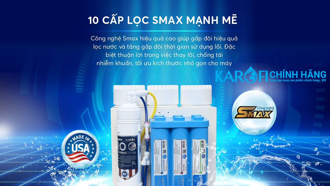 Máy lọc nước Karofi KAQ-U05G - 10 Lõi Mẫu Mới 2024